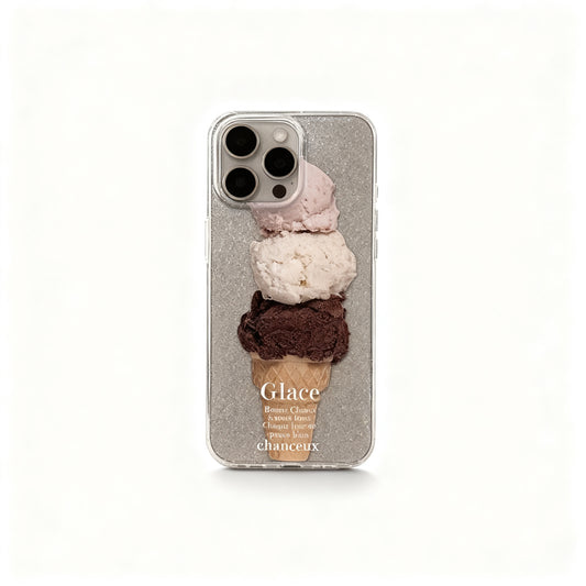 Transparent Glitter Ice Cream Phone Case for iPhone