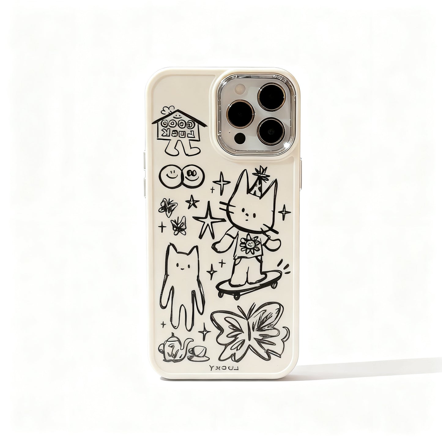 Cute Line Art Cat Soft Phone Case for iPhone