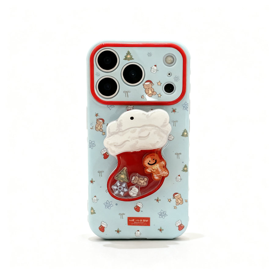 Cute Christmas Sock Stand Phone Case for iPhone