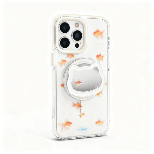 Clear Cat Design Magnetic Stand Phone Case for iPhone