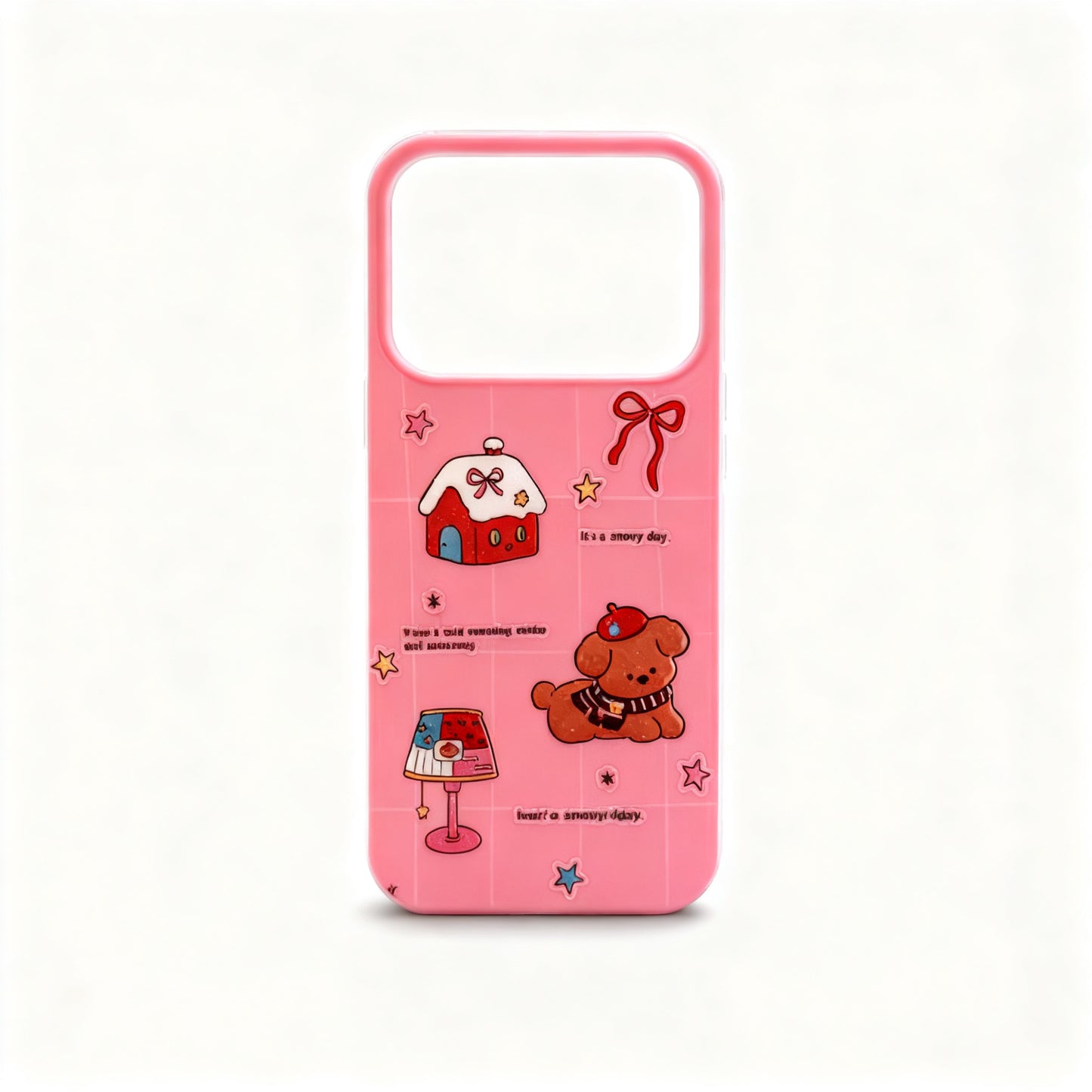 Pink Cartoon Dog Glitter Phone Case for iPhone