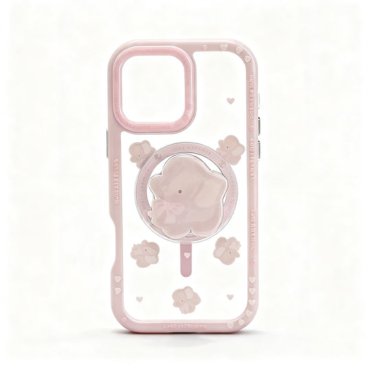 Cute Blue Elephant Magnetic Stand Phone Case for iPhone