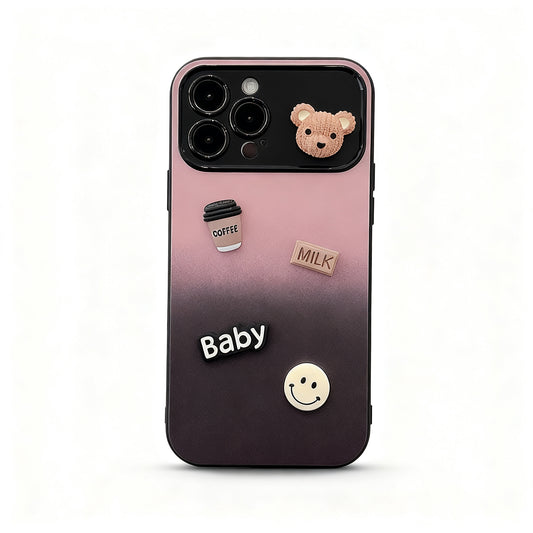 Gradient Color Cute Bear Soft Phone Case for iPhone