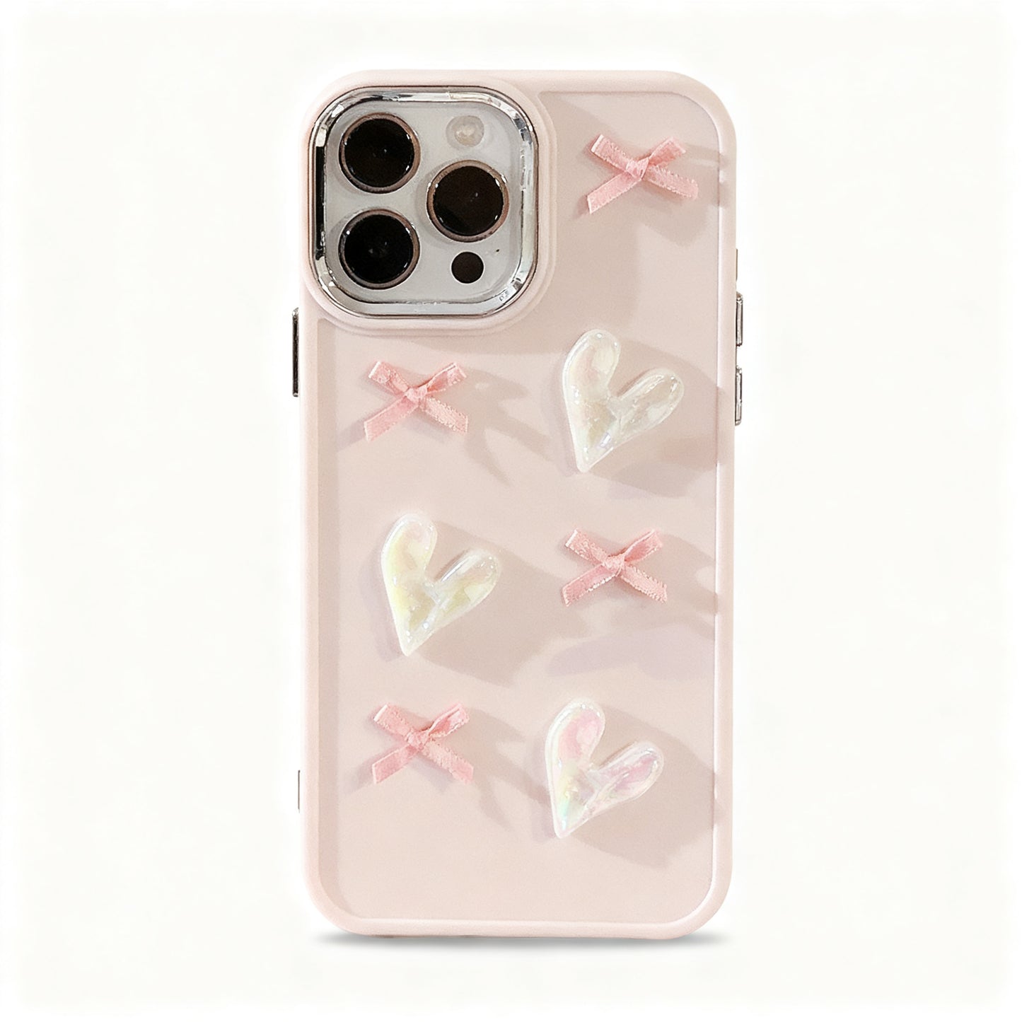 Pink Heart Bow Soft Phone Case for iPhone