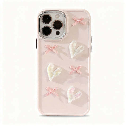 Pink Heart Bow Soft Phone Case for iPhone
