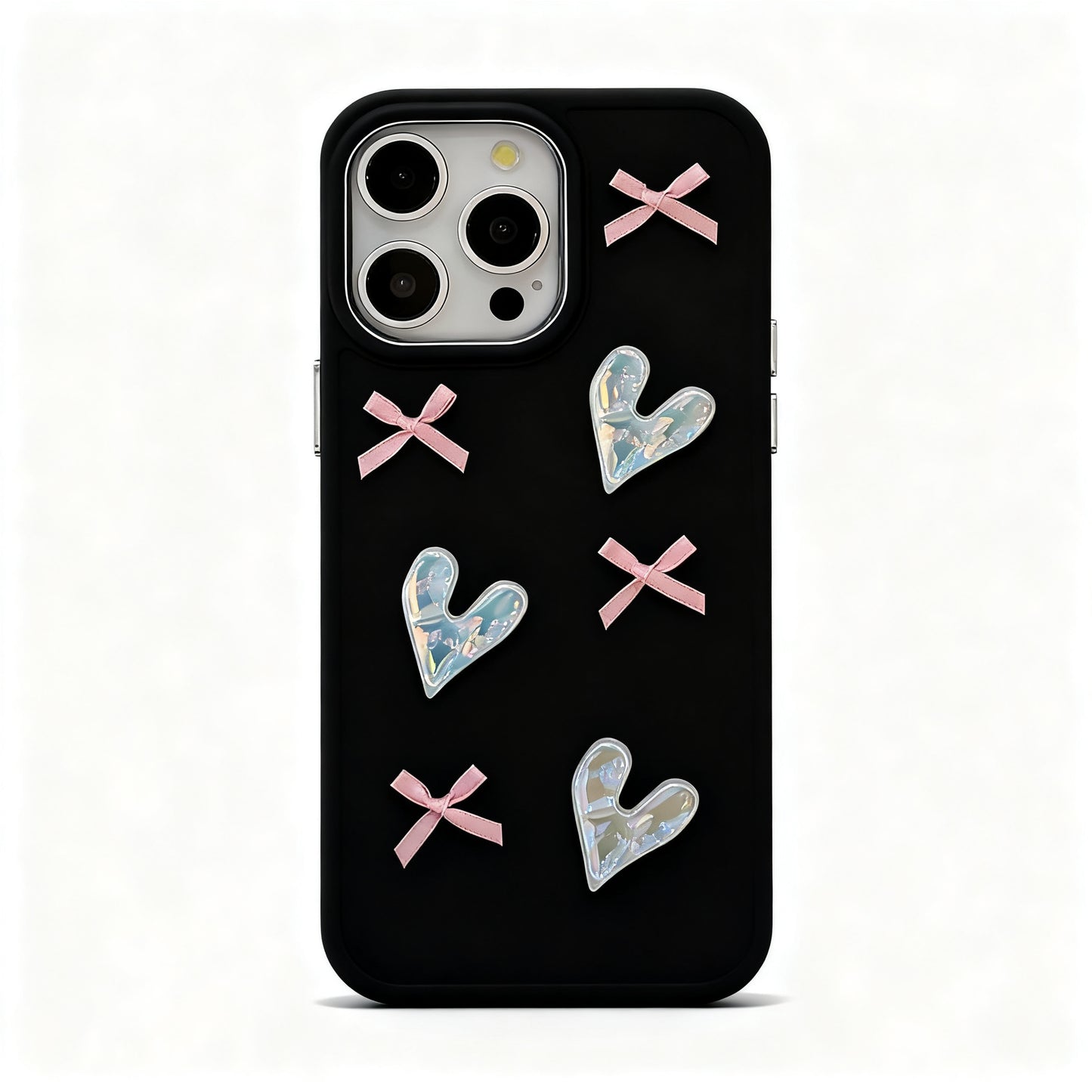 Pink Heart Bow Soft Phone Case for iPhone