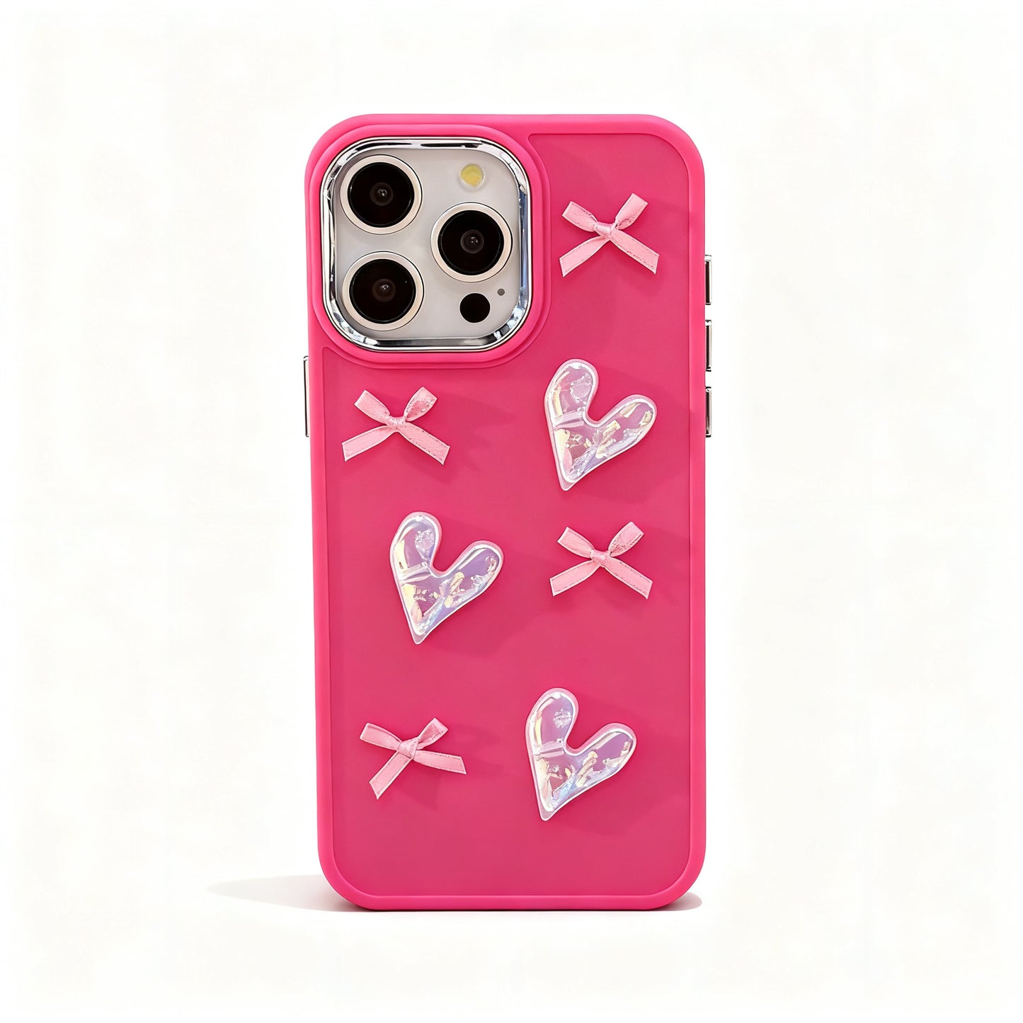 Pink Heart Bow Soft Phone Case for iPhone