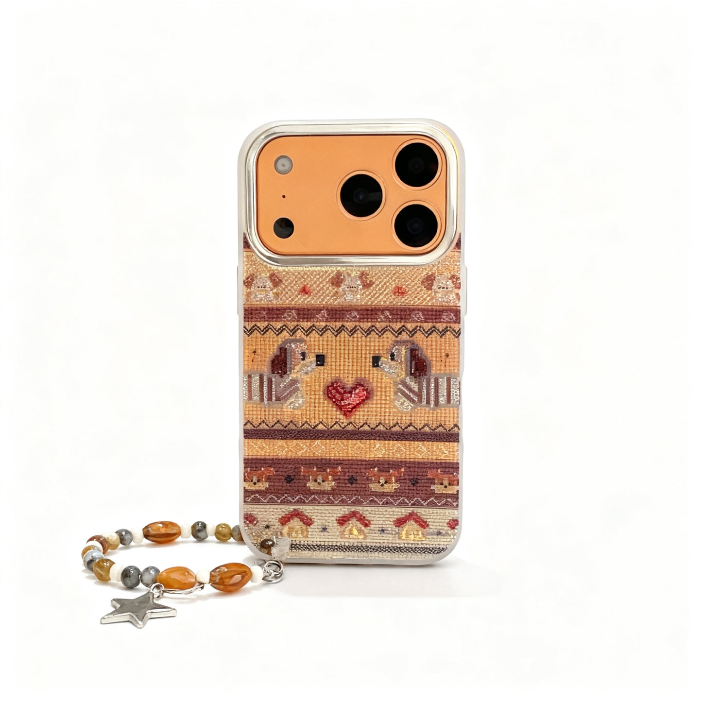 Cute Pink Dog Pattern Glitter Phone Case for iPhone