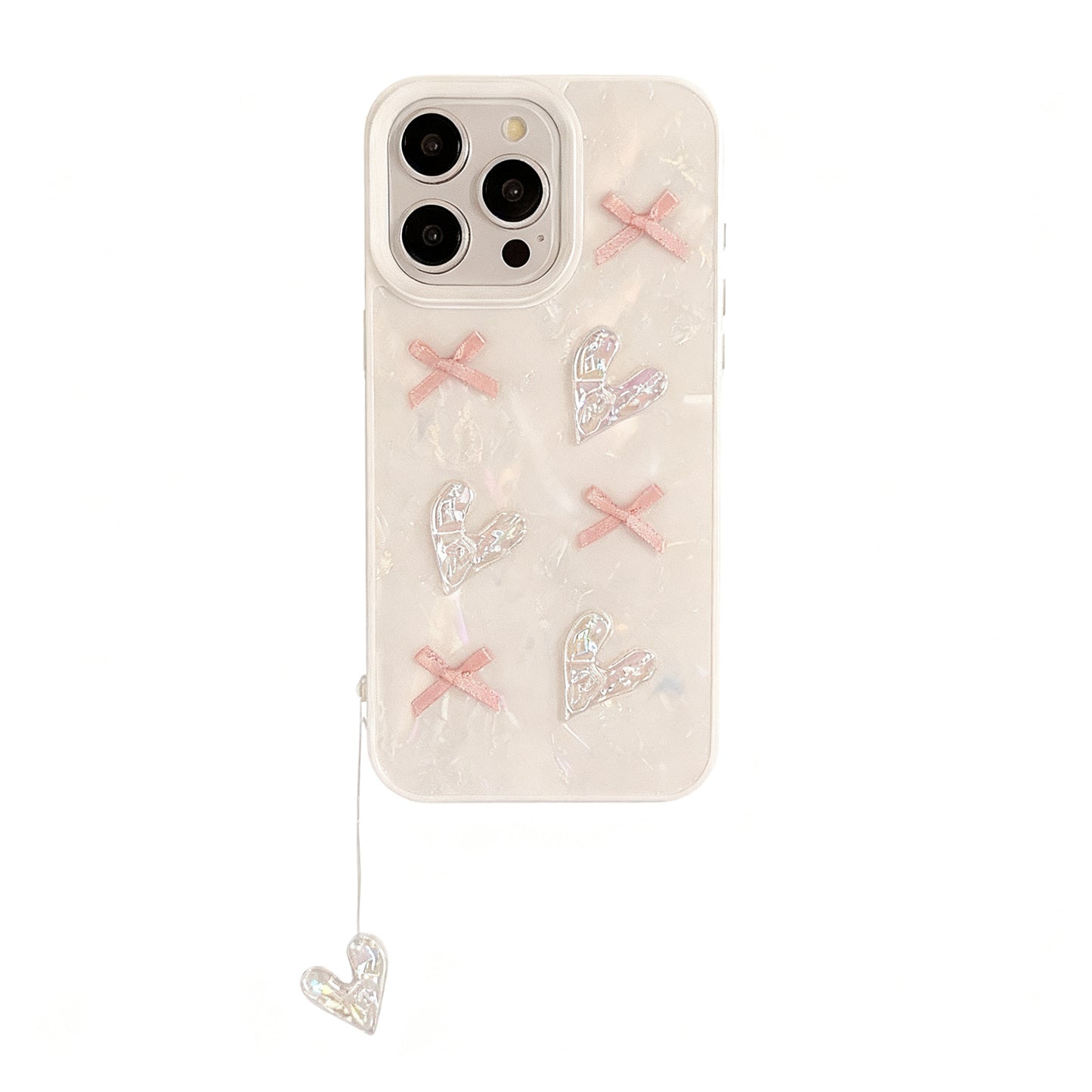 Cute Pink Bow Heart Pattern Phone Case for iPhone