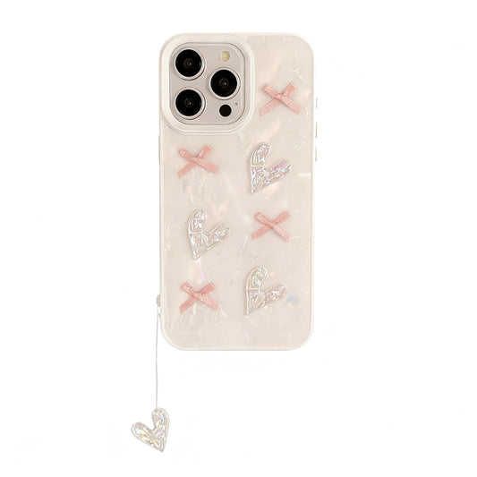Cute Pink Bow Heart Pattern Phone Case for iPhone