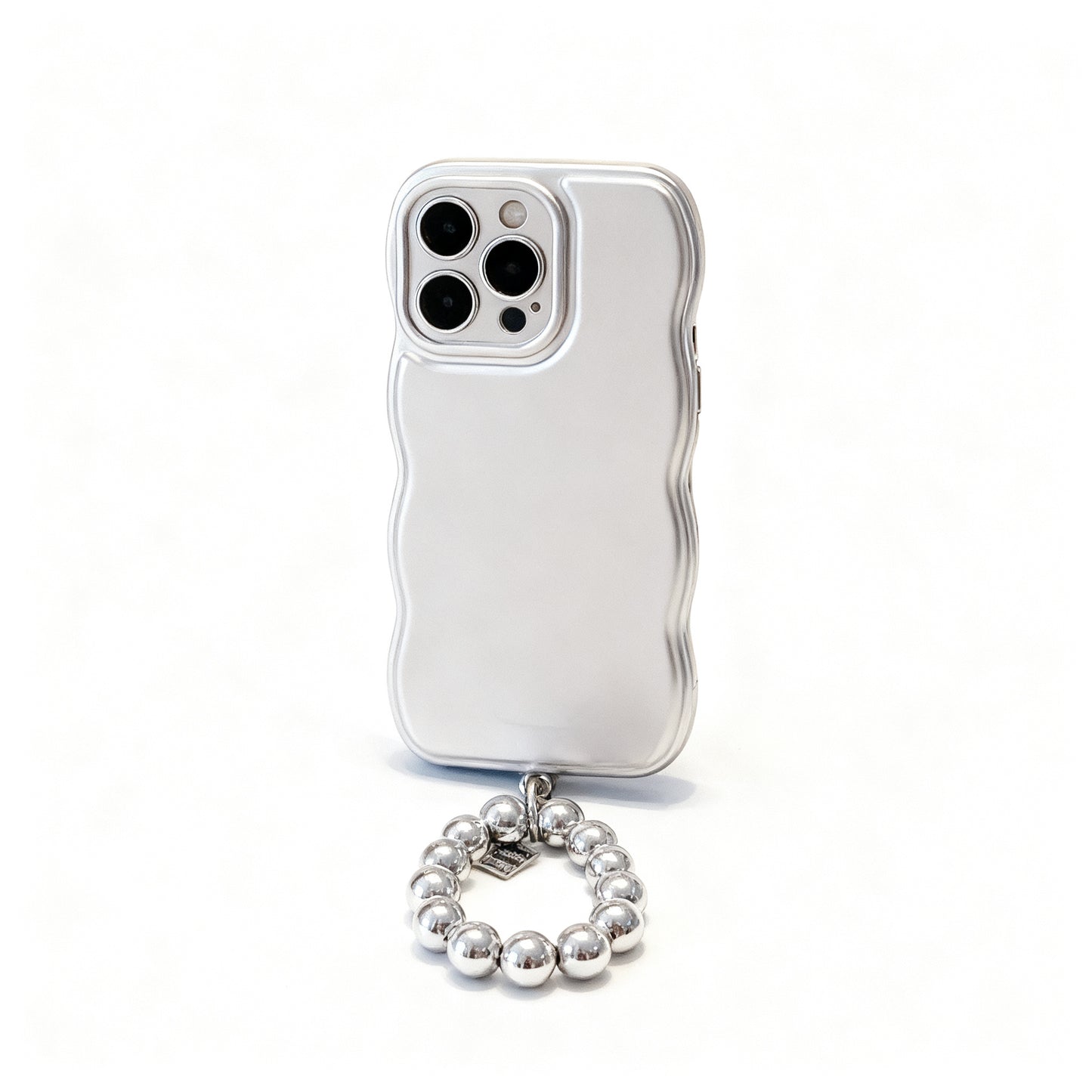 Metallic Silver Wave Pattern Stand Phone Case for iPhone