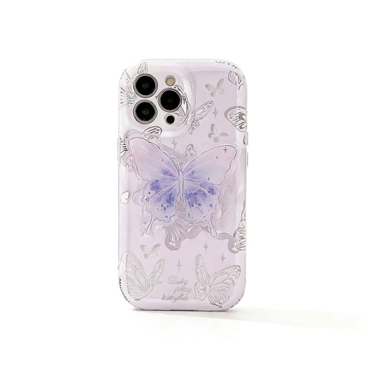 Gentle Watercolor Butterfly Clear Stand Phone Case for iPhone