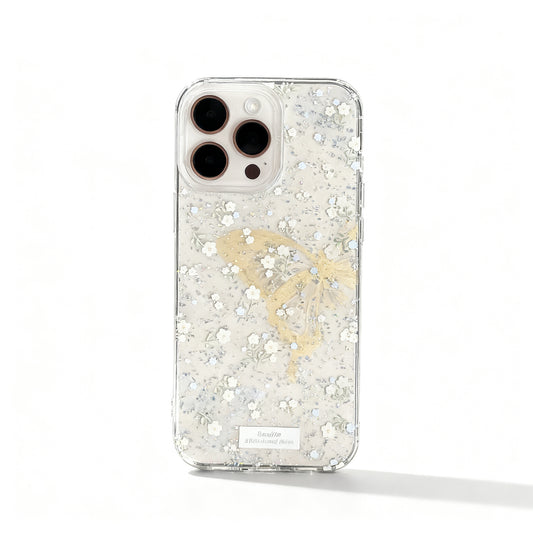 Pink Glitter Butterfly Floral Phone Case for iPhone