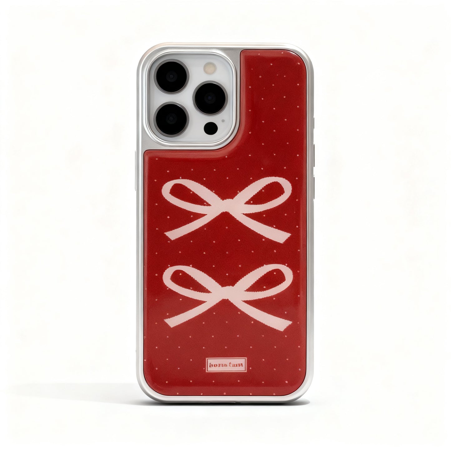 Vintage Burgundy Bow Design Glossy Phone Case for iPhone