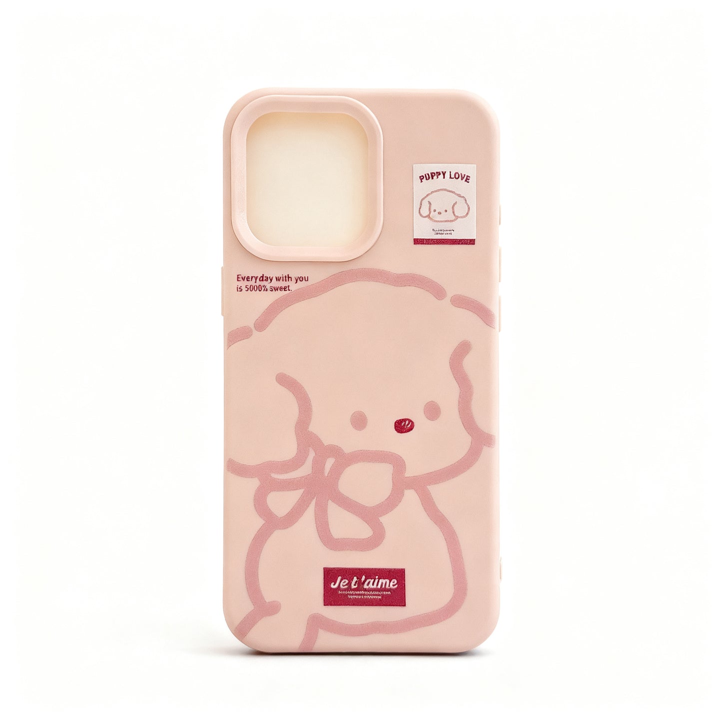 Pink Dog Pattern Plush Phone Case for iPhone