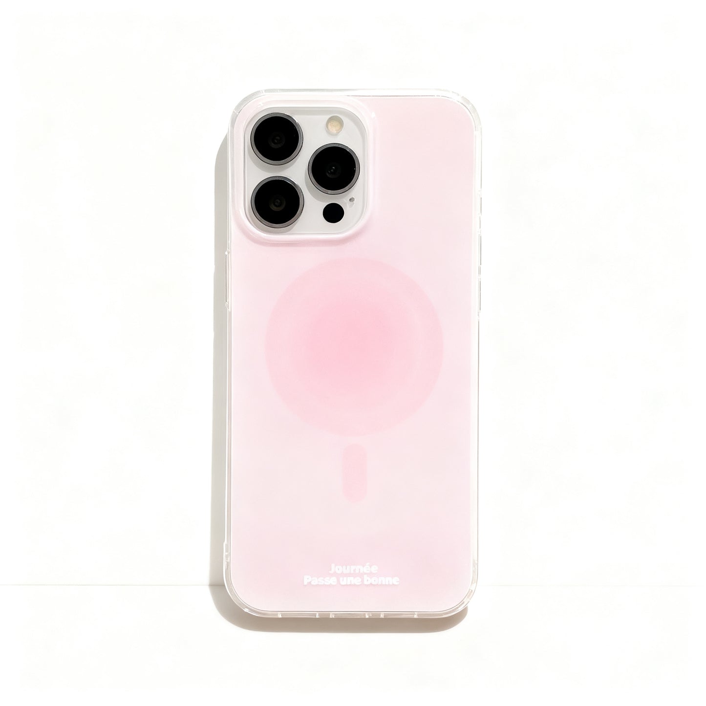 Soft Pink Gradient Dog Print Magnetic Phone Case for iPhone