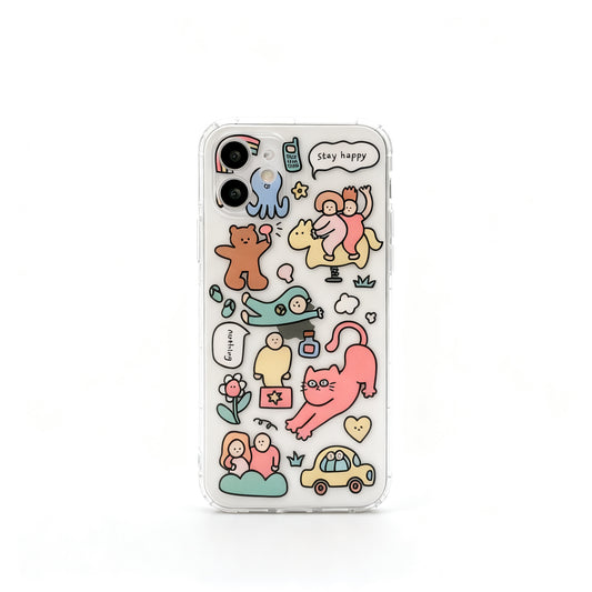 Cute Cat Transparent Soft Phone Case for iPhone