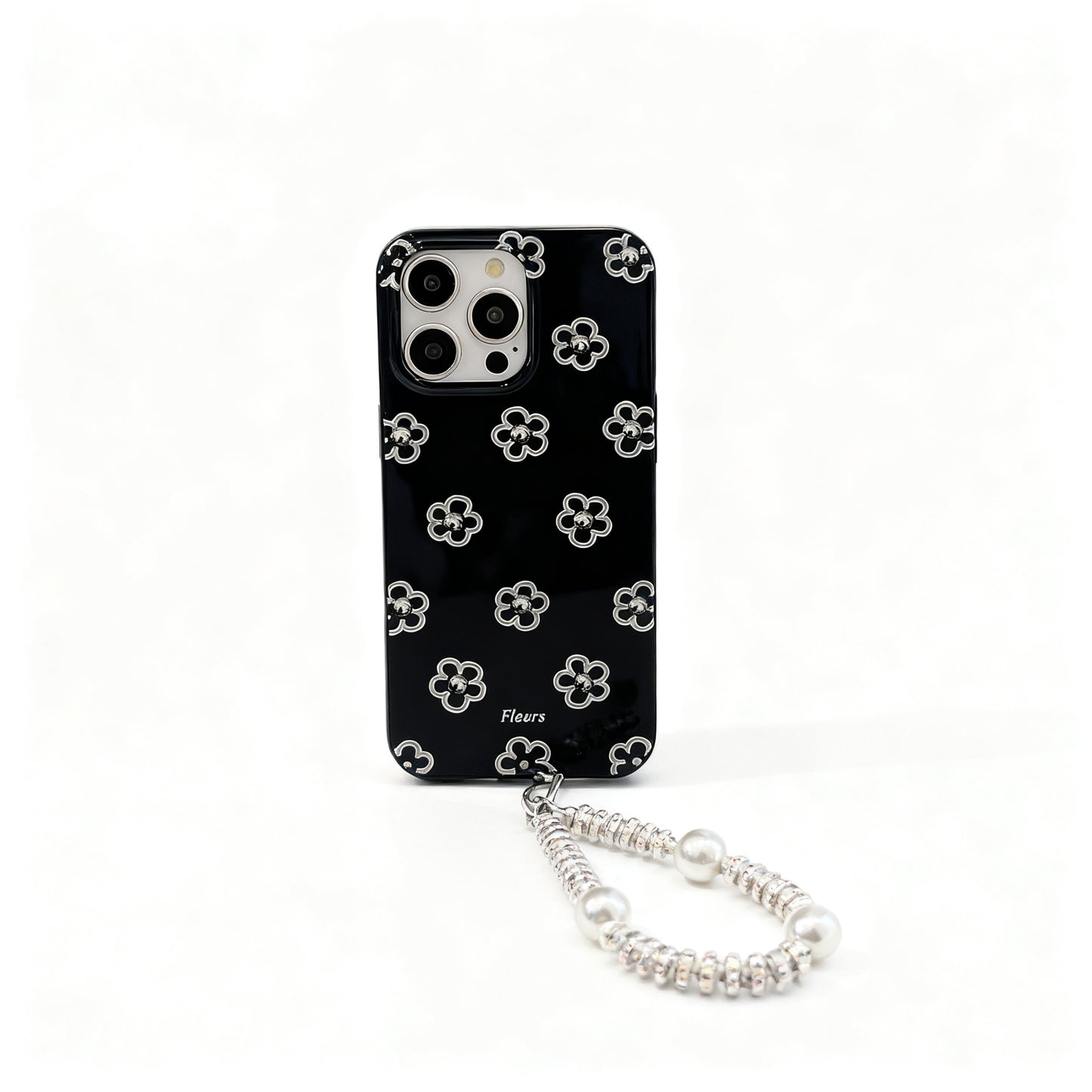 Silver Pearl Floral Soft Phone Case for iPhone