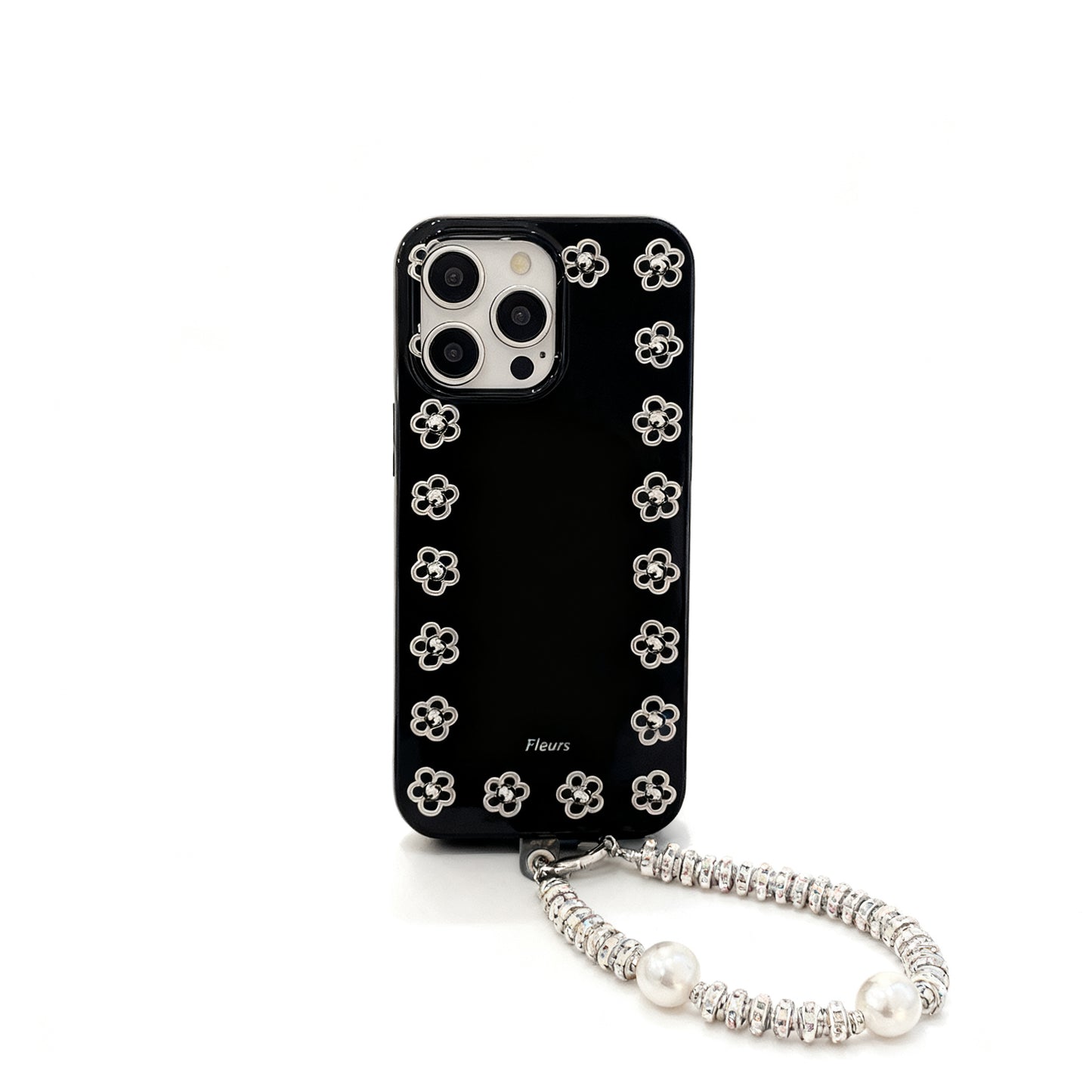 Silver Pearl Floral Soft Phone Case for iPhone