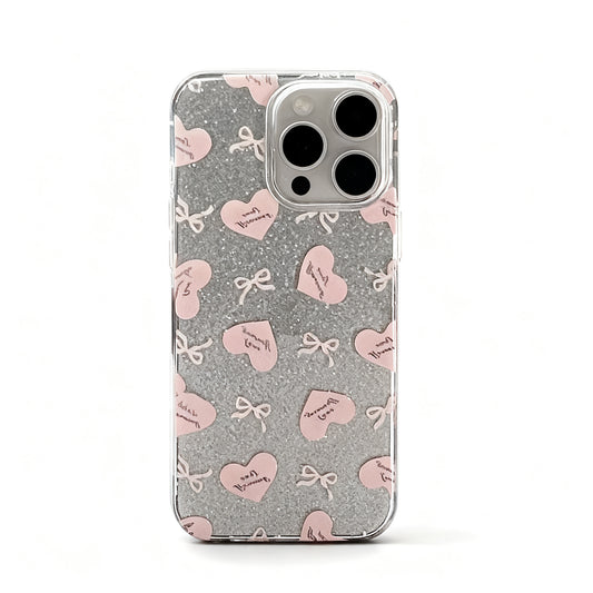 Pink Heart Butterfly Soft Phone Case for iPhone