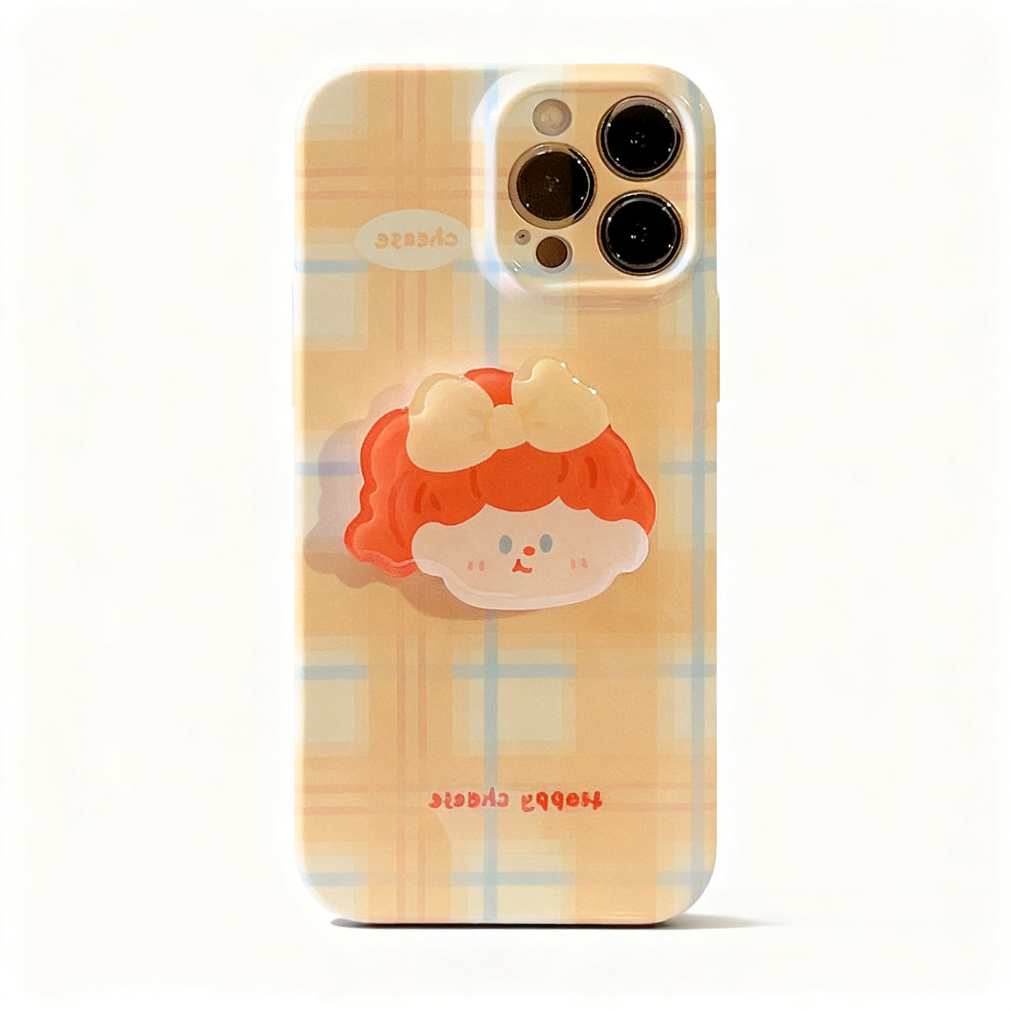 Pink Plaid Soft Stand Phone Case for iPhone