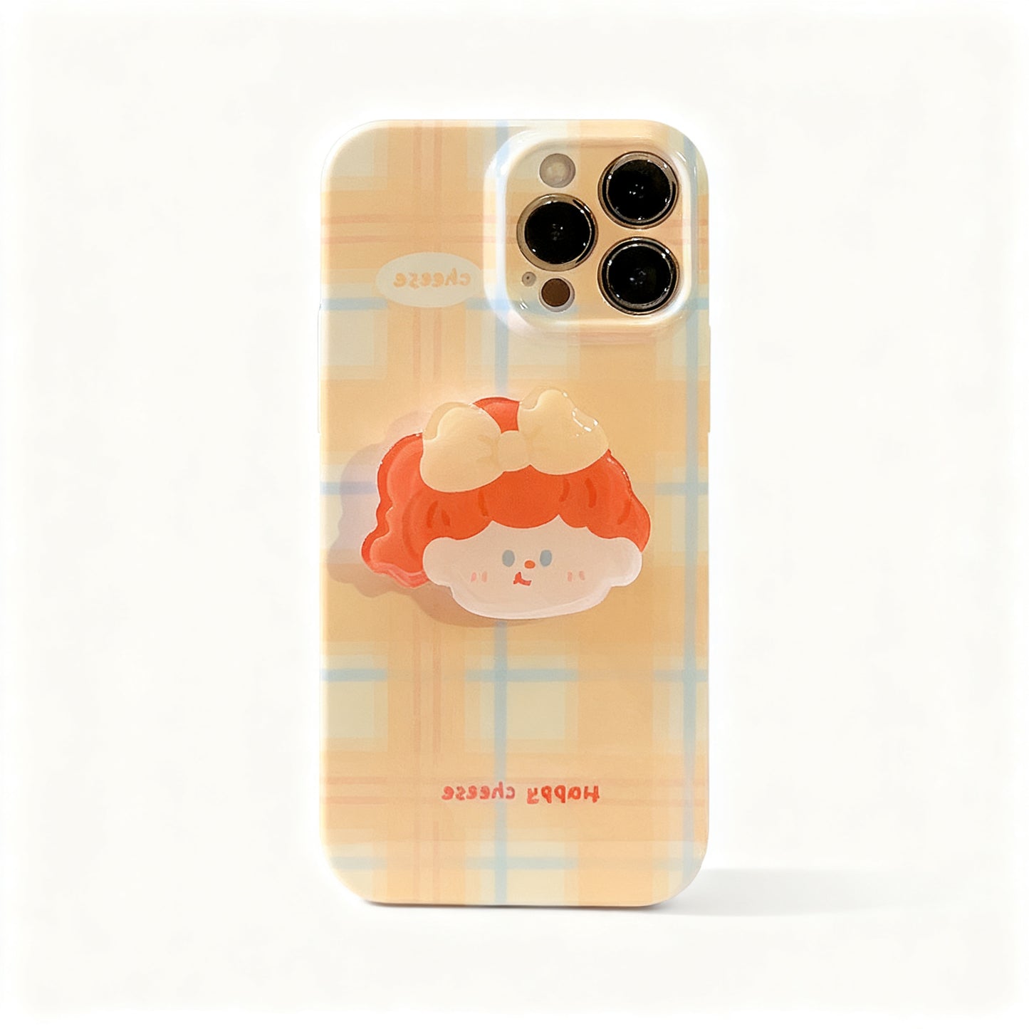 Pink Plaid Soft Stand Phone Case for iPhone