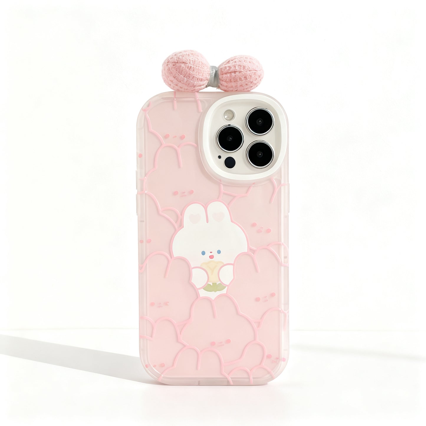 Cute Pink Rabbit Bow Soft Phone Case for iPhone