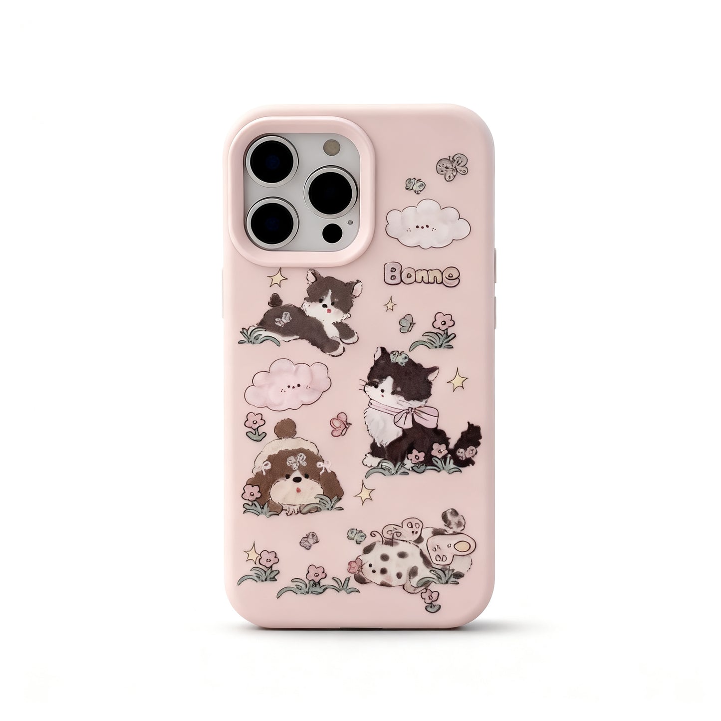 Cute Spring Floral Cat Soft Phone Case for iPhone