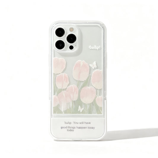 Cute Floral Transparent Stand Phone Case for iPhone