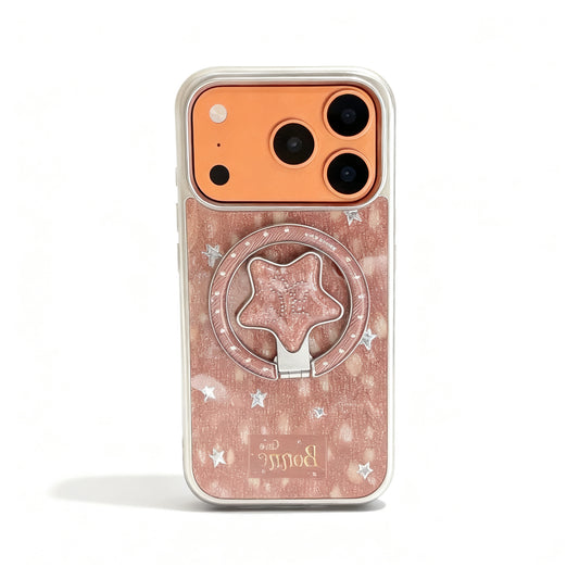 Gold Star Print Magnetic Stand Phone Case for iPhone