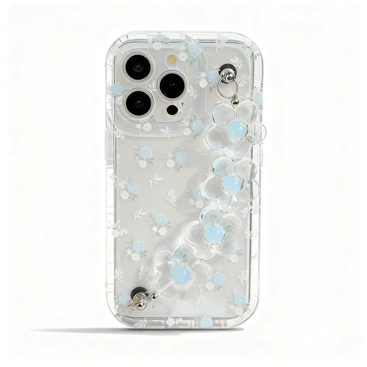 Blue Floral Clear Soft Phone Case for iPhone