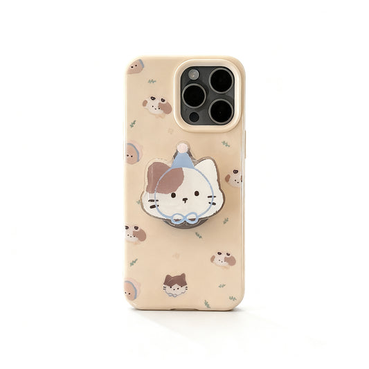 Cute Yellow Cat Stand Phone Case for iPhone