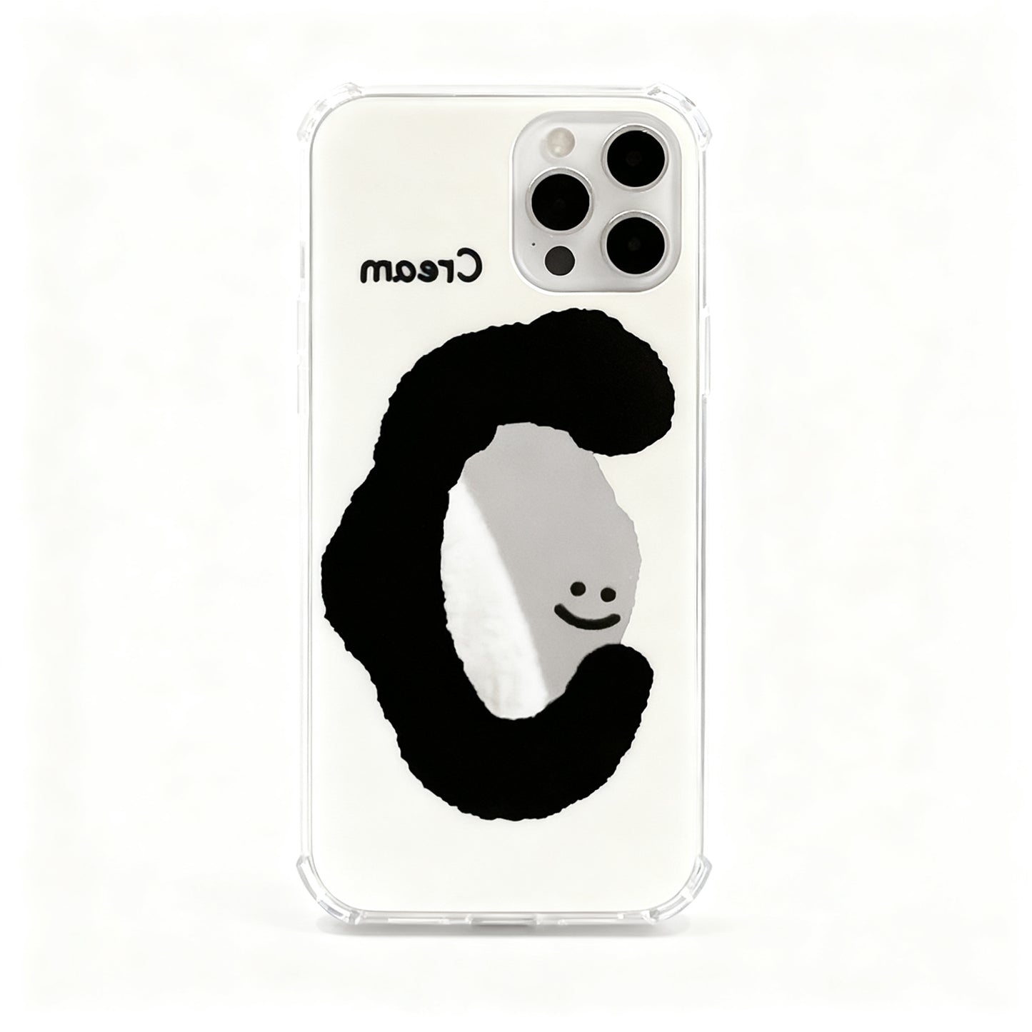 Cream Smiley Face Soft Phone Case for iPhone