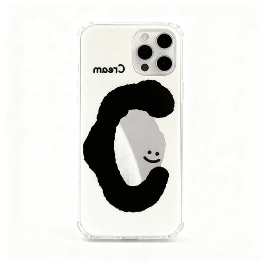 Cream Smiley Face Soft Phone Case for iPhone