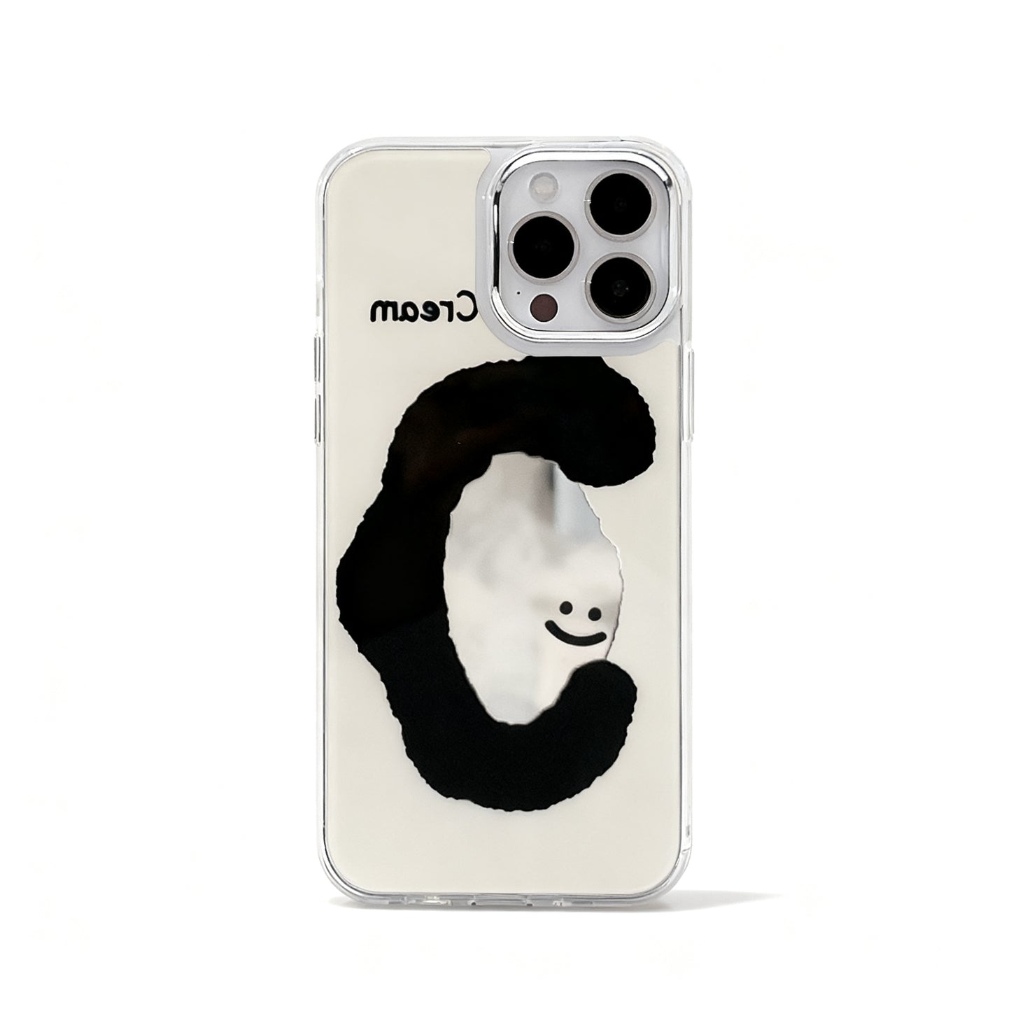 Cream Smiley Face Soft Phone Case for iPhone