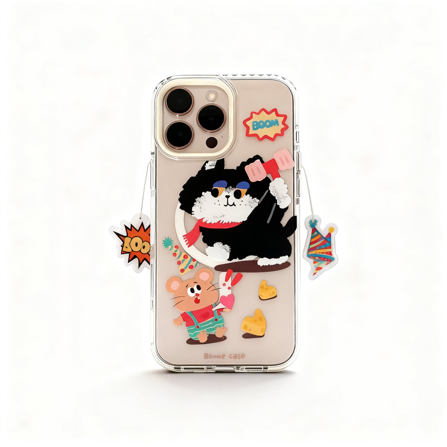 Transparent Cat Design Stand Phone Case for iPhone