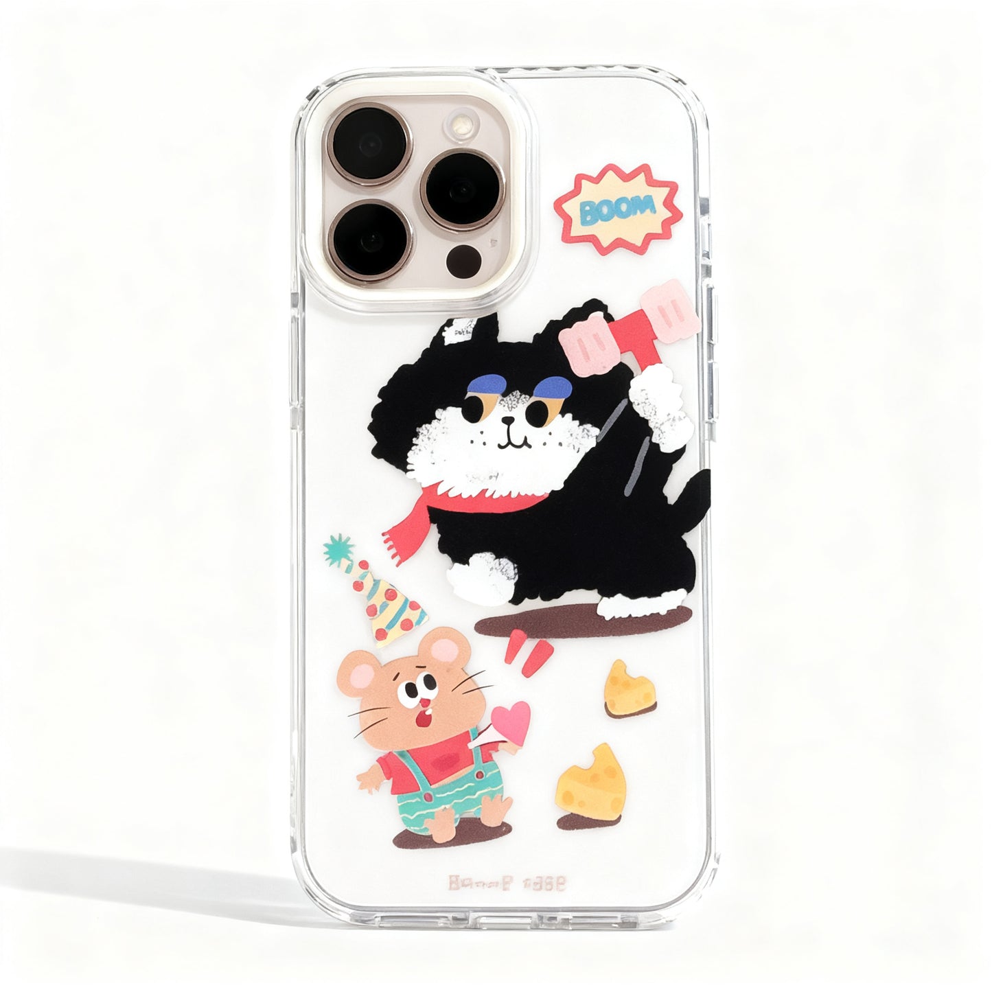 Transparent Cat Design Stand Phone Case for iPhone