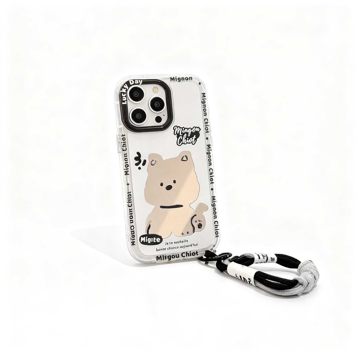 Cute Pink Dog Cartoon Glossy Phone Case for iPhone