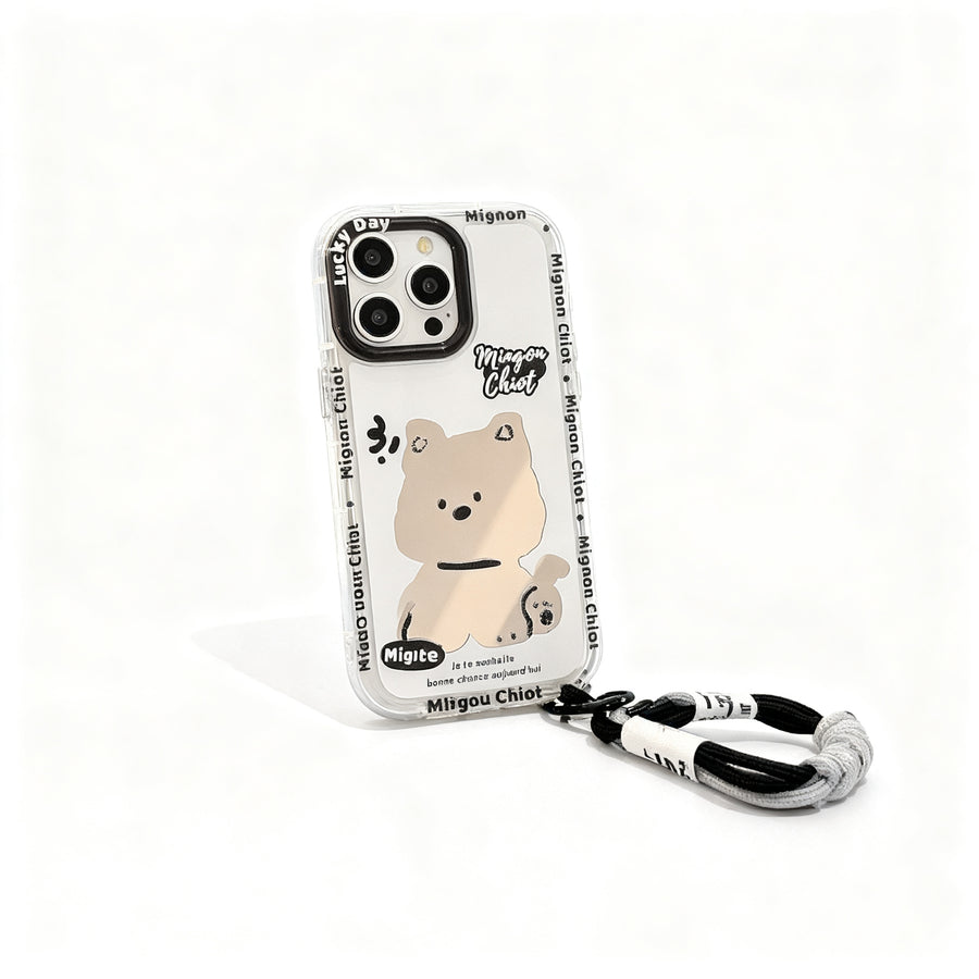 Cute Pink Dog Cartoon Glossy Phone Case for iPhone