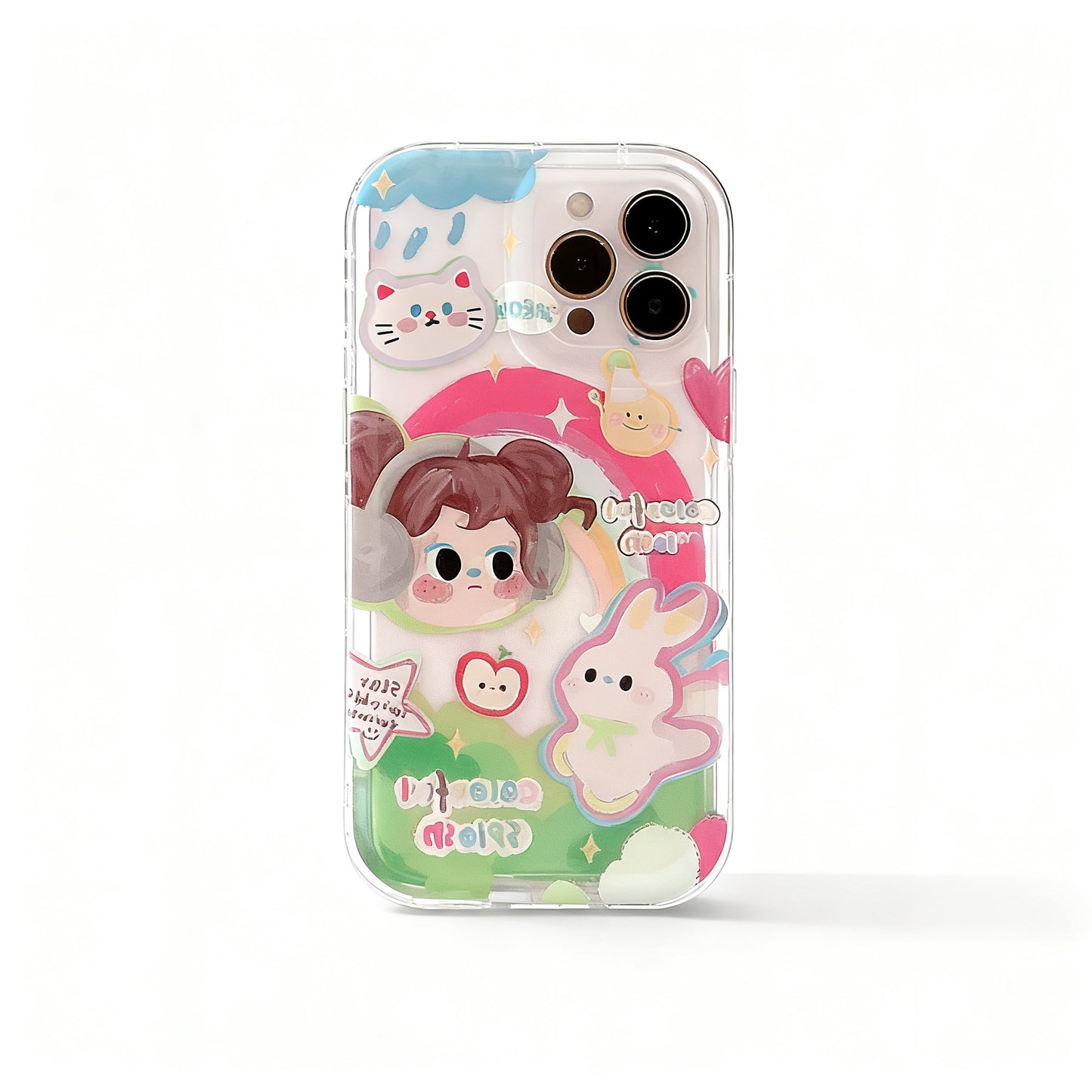 Cute Pink Oil Painting Transparent Phone Case for iPhone