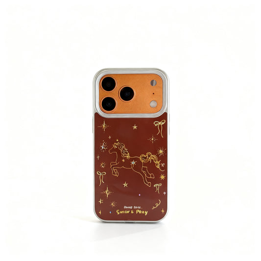 Brown Metallic Horse Design Soft Phone Case for iPhone