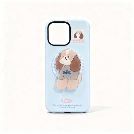 Cute Large-Eared Dog Magnetic Stand Phone Case for iPhone
