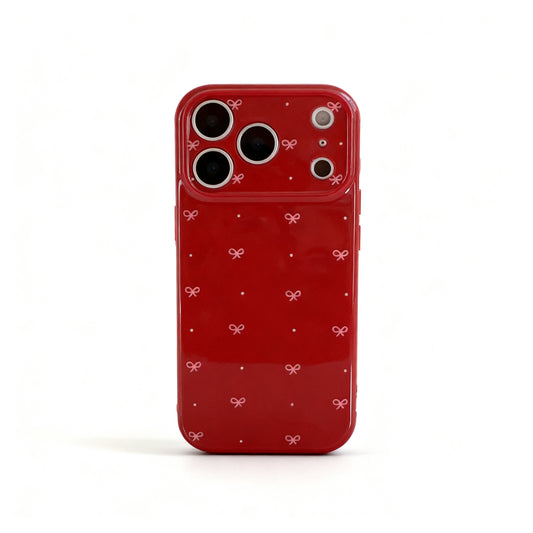 Burgundy Butterfly Bow Soft Shockproof Phone Case for iPhone