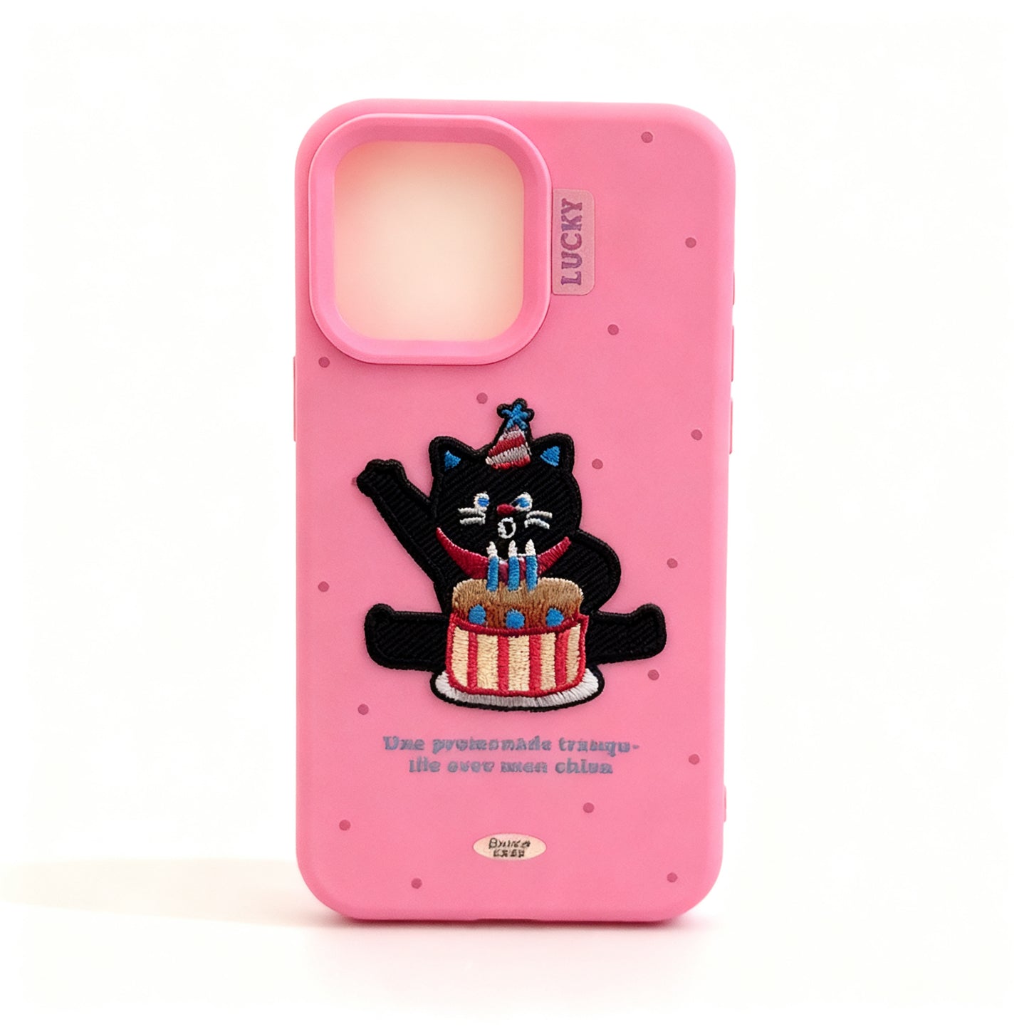 Black Cat 3D Embroidered Cute Soft Phone Case for iPhone