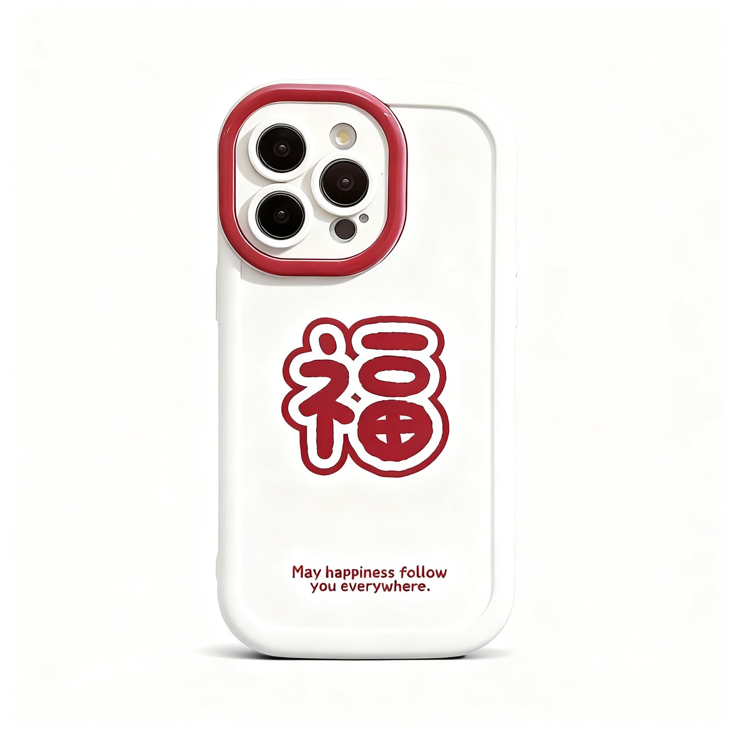 Red   Year Blessing Soft Phone Case for iPhone