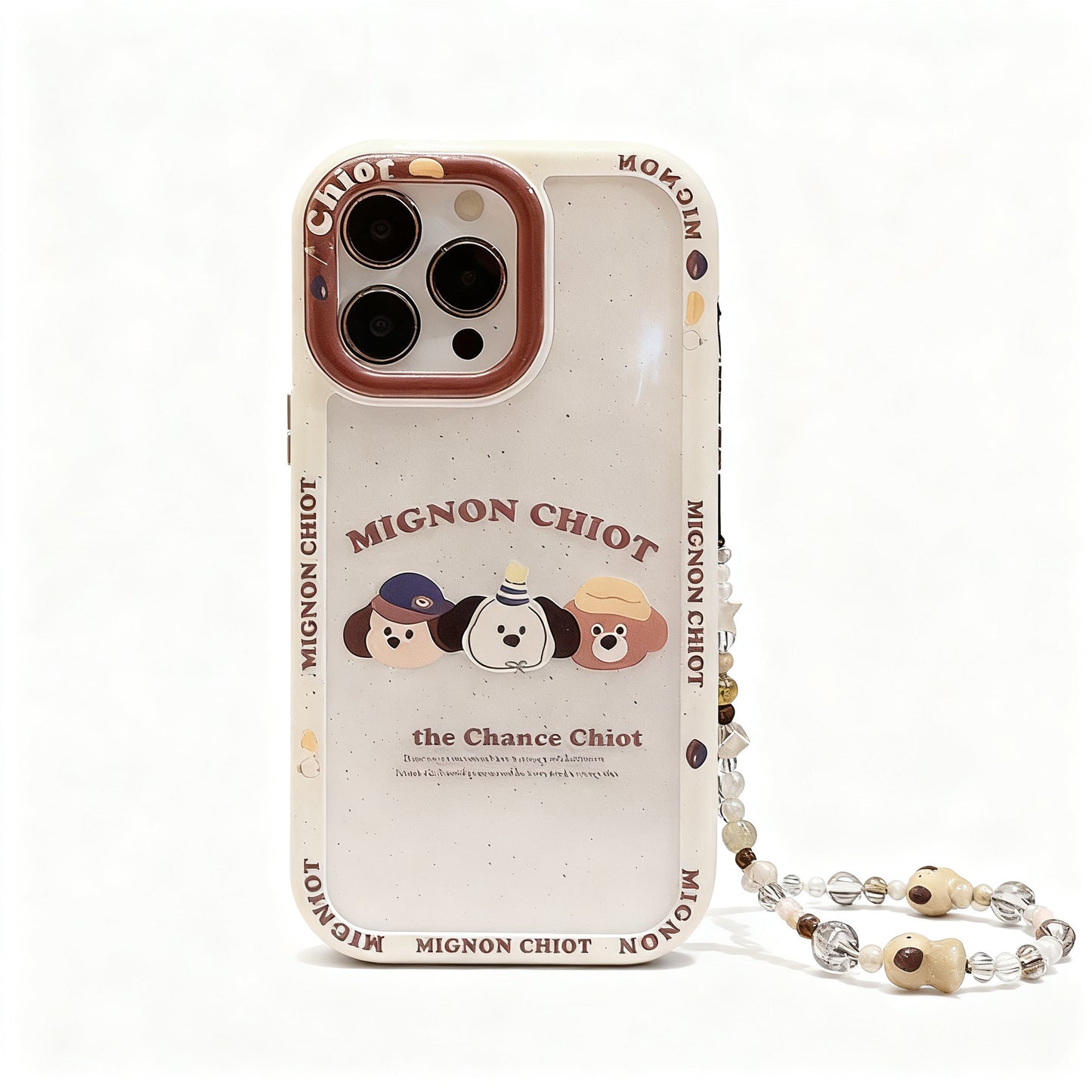 Cute Dog Head Acrylic Phone Case for iPhone with Chain