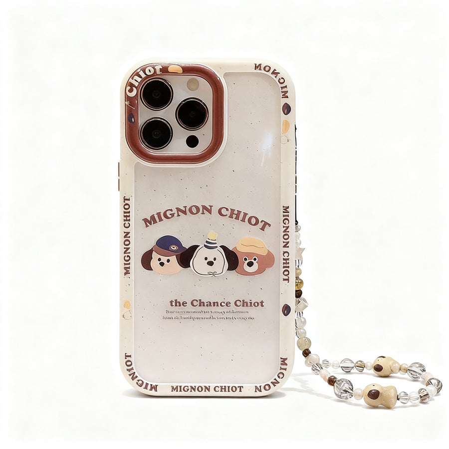 Cute Dog Head Acrylic Phone Case for iPhone with Chain