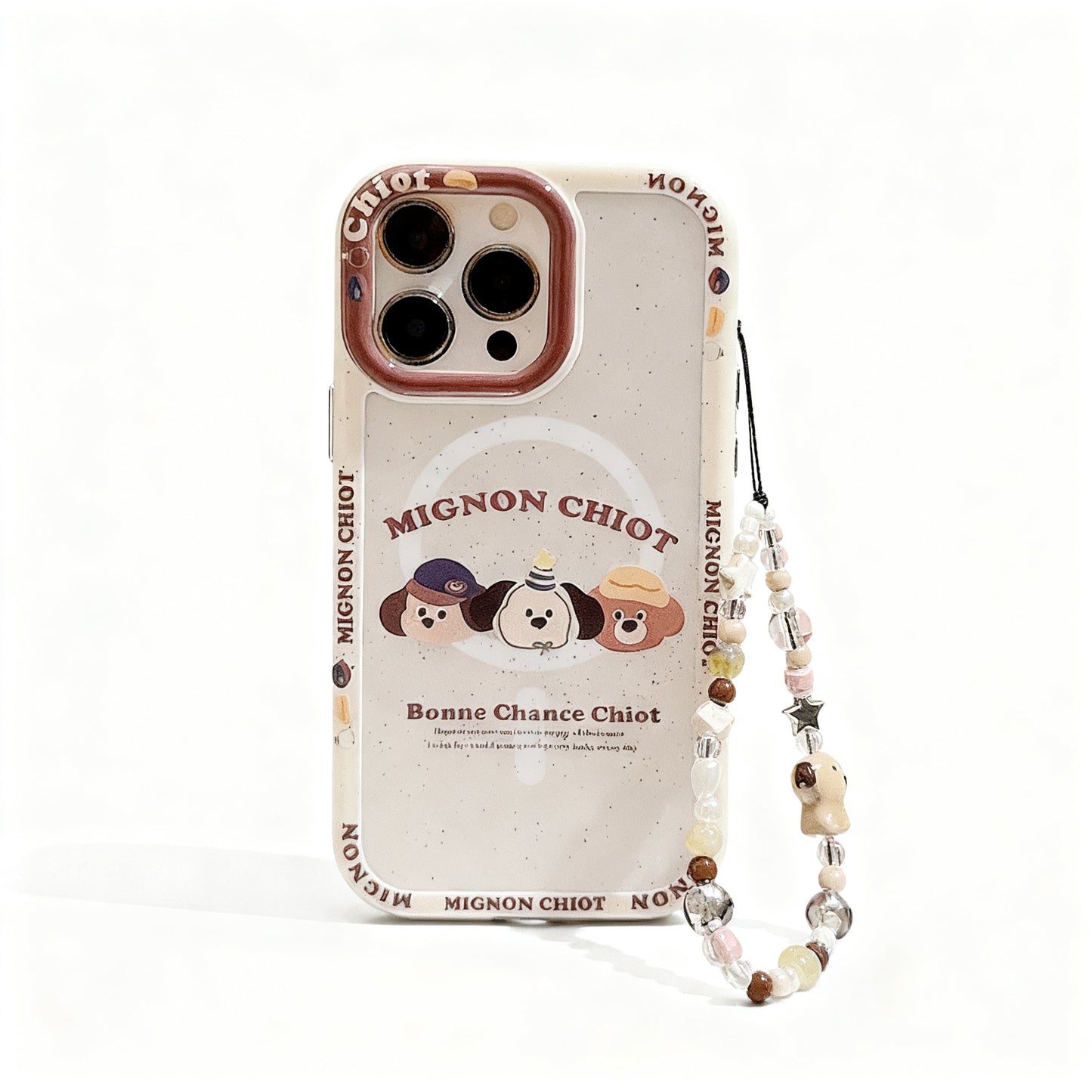 Cute Dog Head Acrylic Phone Case for iPhone with Chain