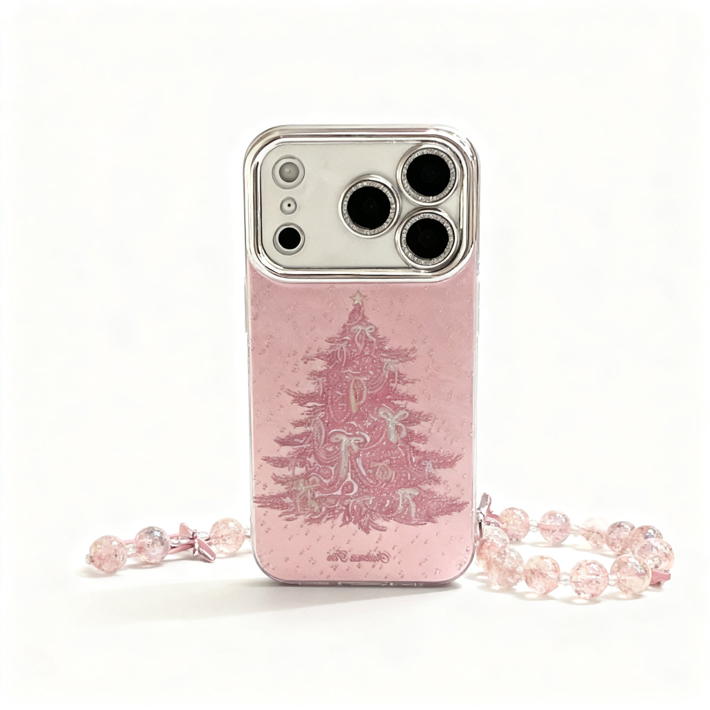 Pink Christmas Tree Glitter Phone Case for iPhone