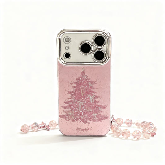 Pink Christmas Tree Glitter Phone Case for iPhone